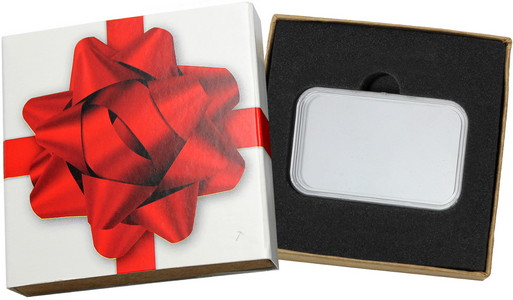 SilverTowne Natural Kraft Paper Gift Box with Red Bow Box Sleeve